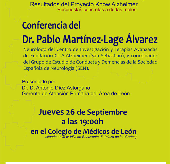 cartel conferencia Estado actual del Alzheimer a cargo del Doctor Martínez-Lage