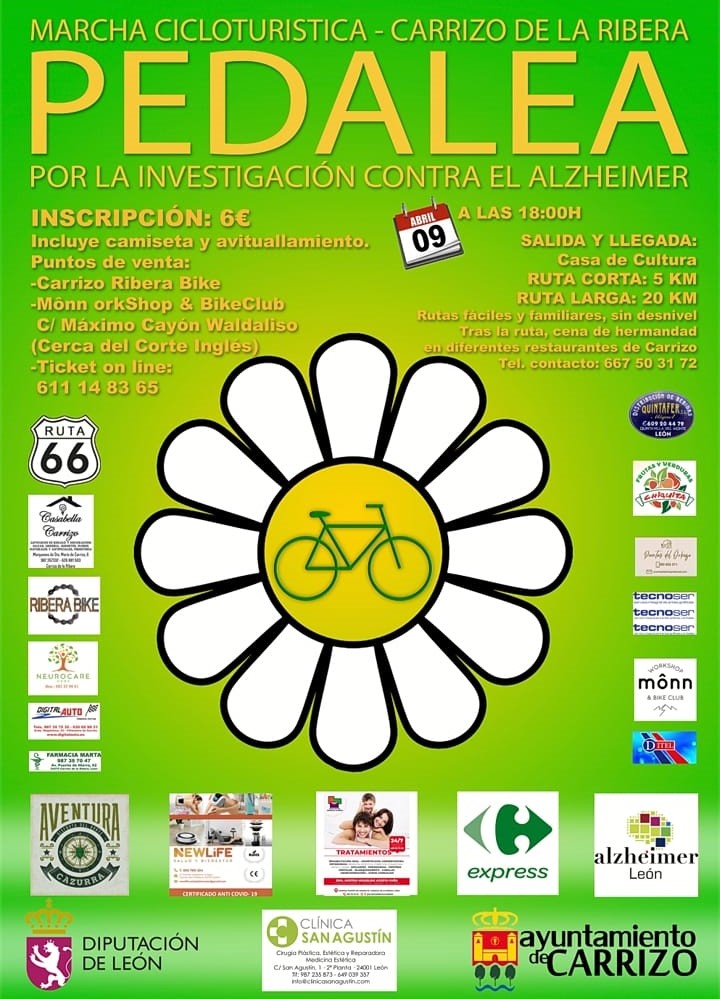 Cartel Marcha ciclturista Pedalea Carrizo de la Ribera 09 de abril 2022