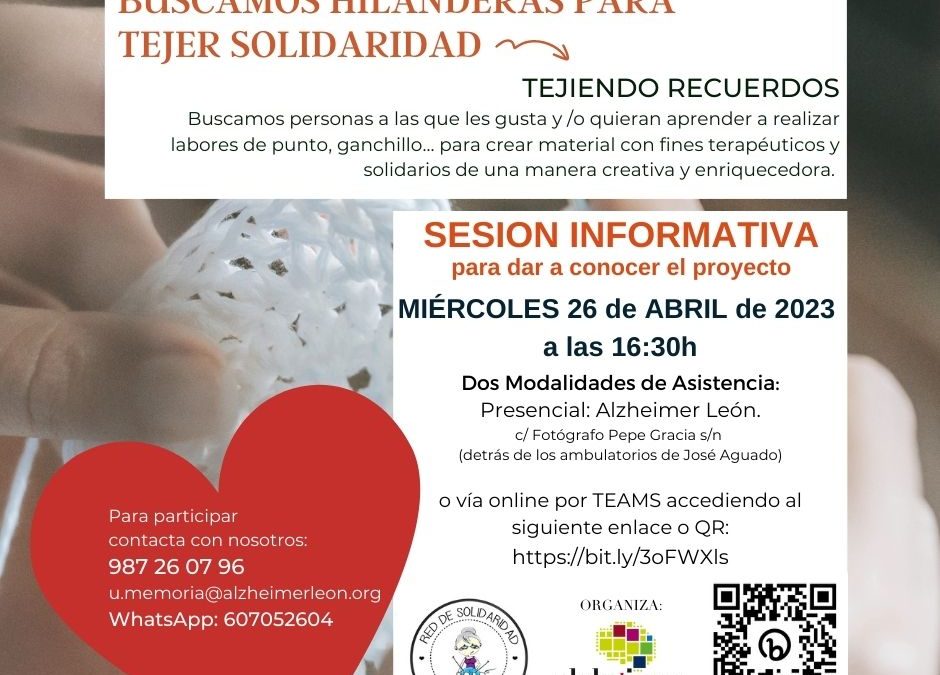 cartel buscamos hilanderas para proyecto en Alzheimer León