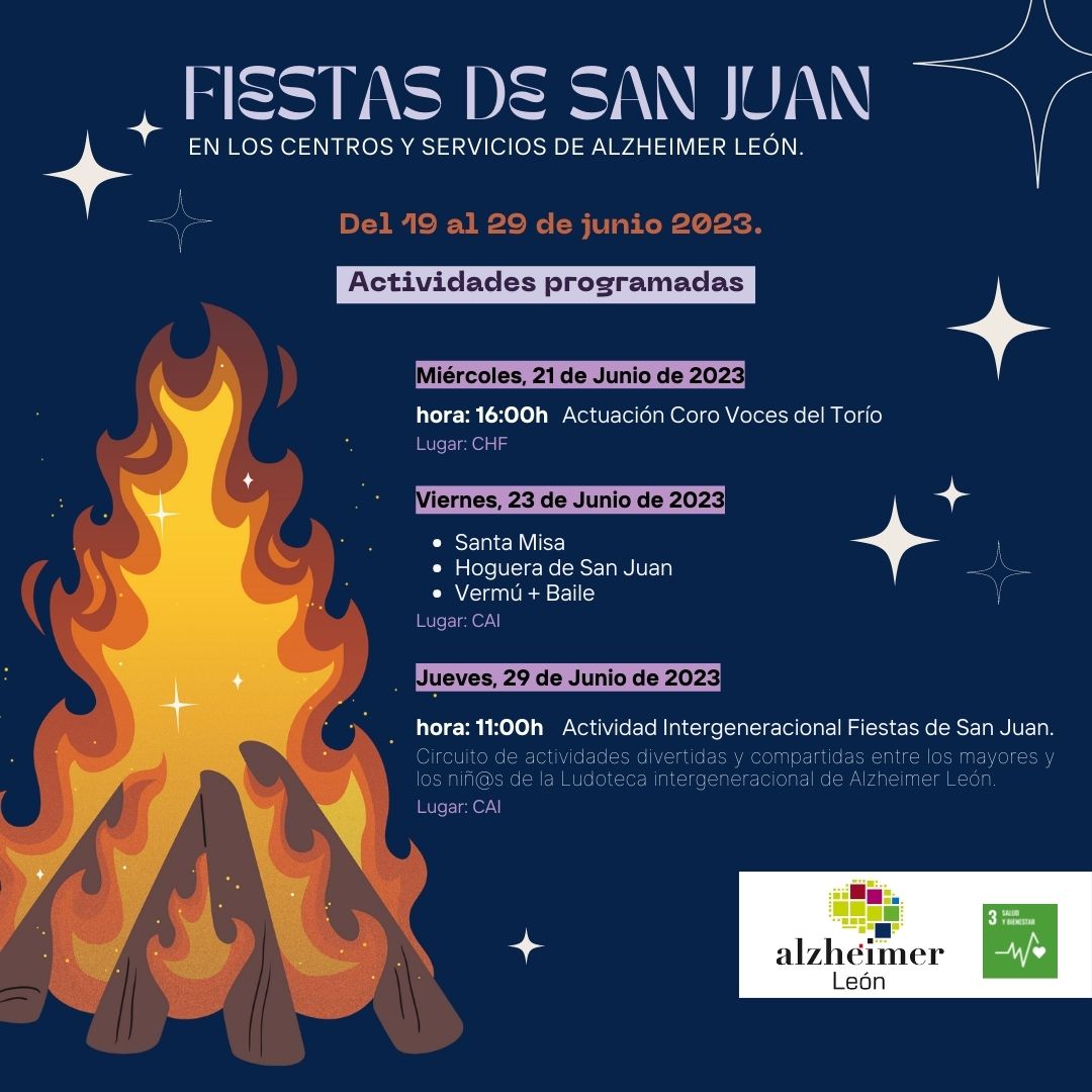 cartel programa de actividades fiestas de San Juan 2023 en Alzheimer León
