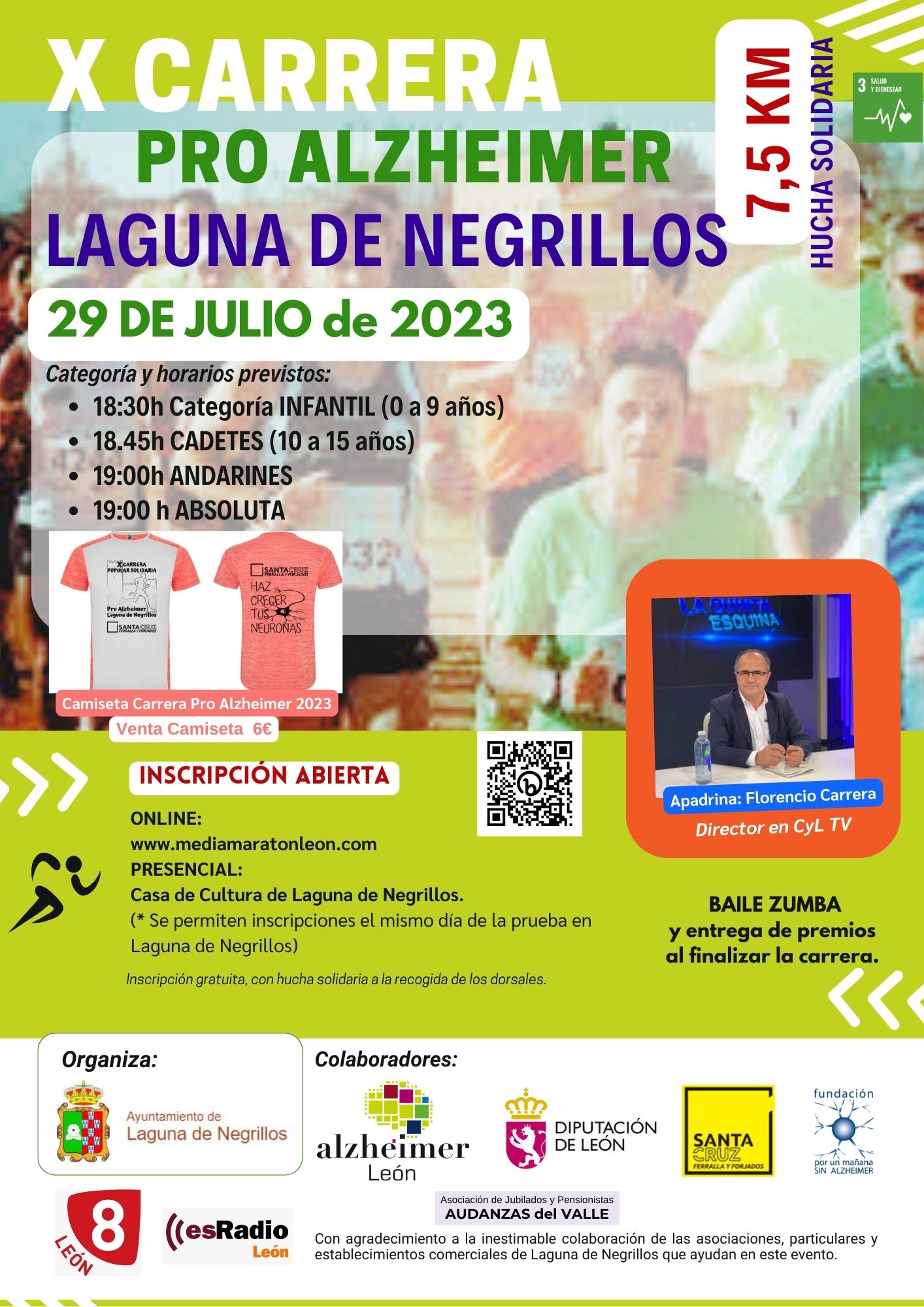 cartel decima carrera pro Alzheimer Laguna de Negrillos 2023