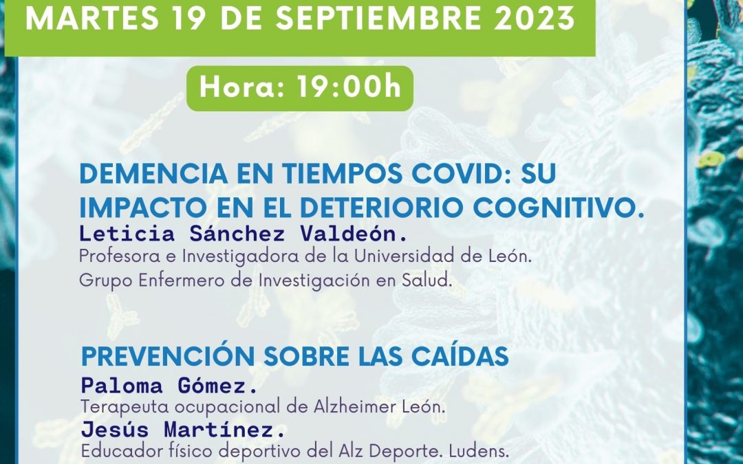Cartel Ponencias Apoyo a la investigación desde Alzheimer León en Salón de actos del Ayuntamiento de León el martes 19 de septiembre de 2023