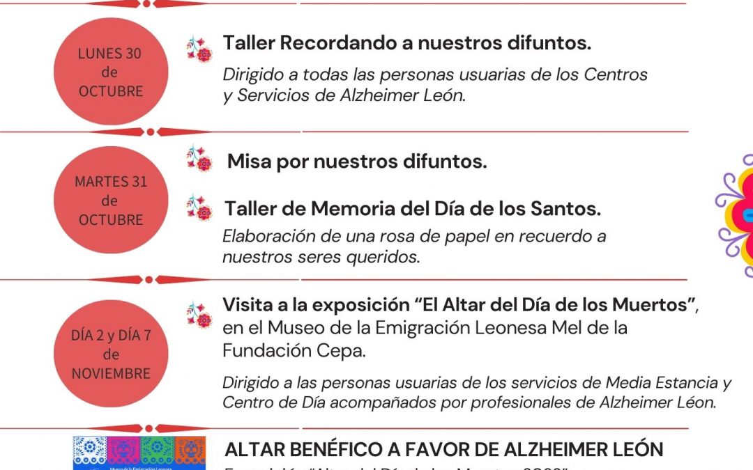 programa de actividades en los centros y servicios de Alzheimer León para celebrar el Día de todos los Santos 2023
