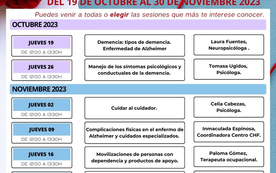 cartel cursos básicos sobre la enfermedad de Alzheimer en modalidad presencial octubre y noviembre 2023