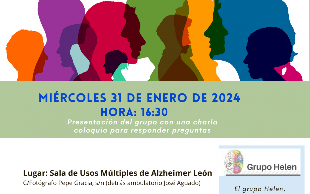 Cartel Neuroaula mes de enero 2024 charla coloquio con personas grupo Helen